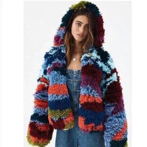 Free People 'Paint by Numbers' Shag Carpet Jacket | Size L | NWT | MSRP $1500